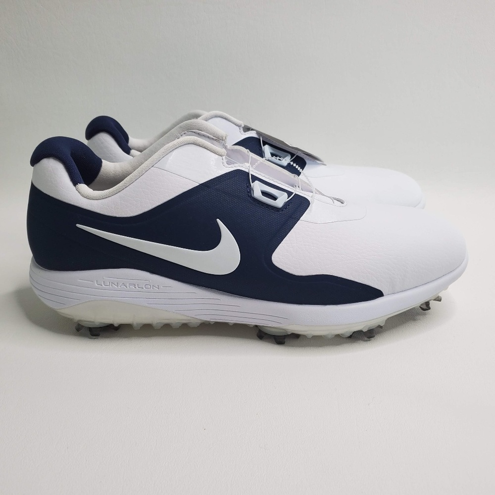 Nike Mens Vapor Pro BOA Golf Shoes White/Navy Blue